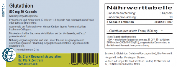 Glutathion, 500 mg 30 Kapseln
