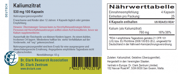 Kaliumzitrat, 530 mg 100 Kapseln