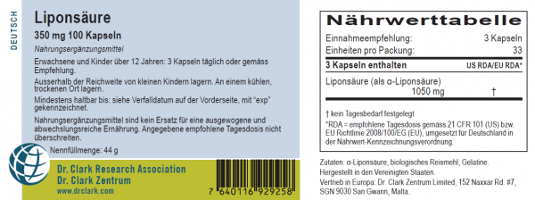 Liponsäure, (Thioctacid), 350 mg 100 Kaps.