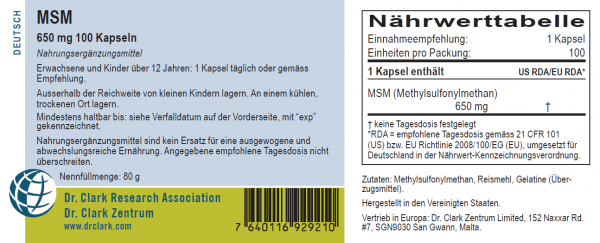 MSM, 650 mg 100 Kaps.