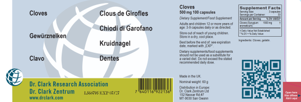 Gewürznelken 500mg, 100 Kaps.